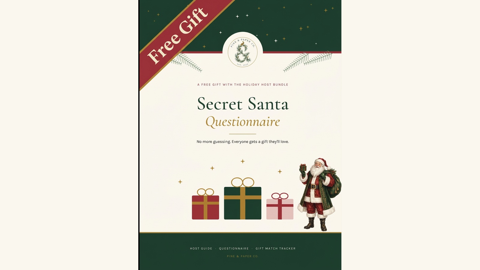 Free Secret Santa Questionnaire included with the bundle